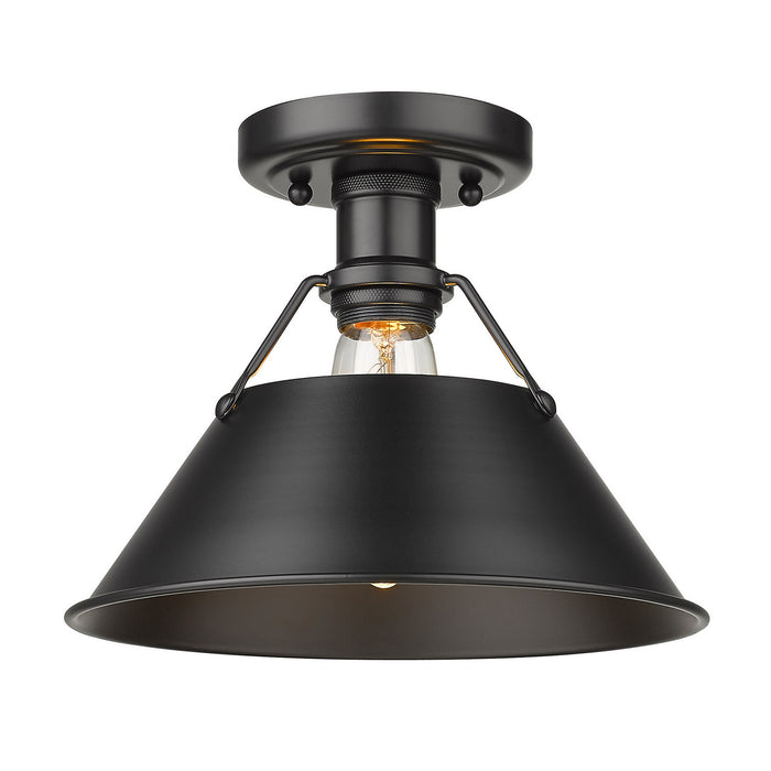 Golden 3306-FM BLK-BLK One Light Flush Mount, Matte Black