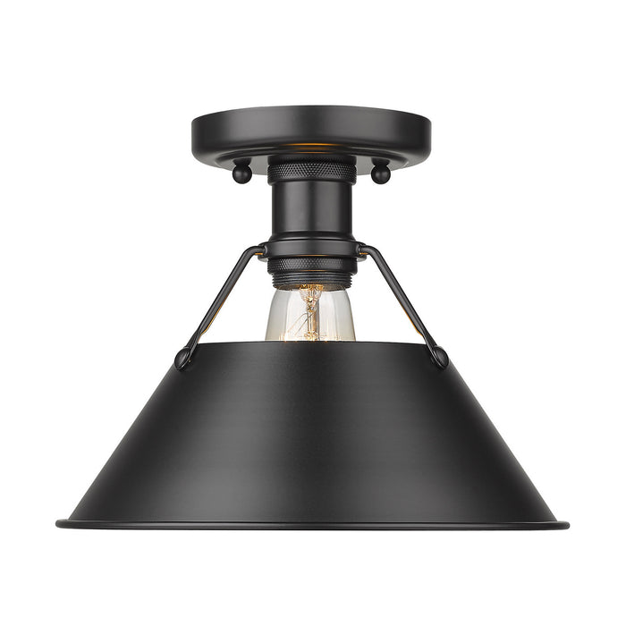Golden 3306-FM BLK-BLK One Light Flush Mount, Matte Black