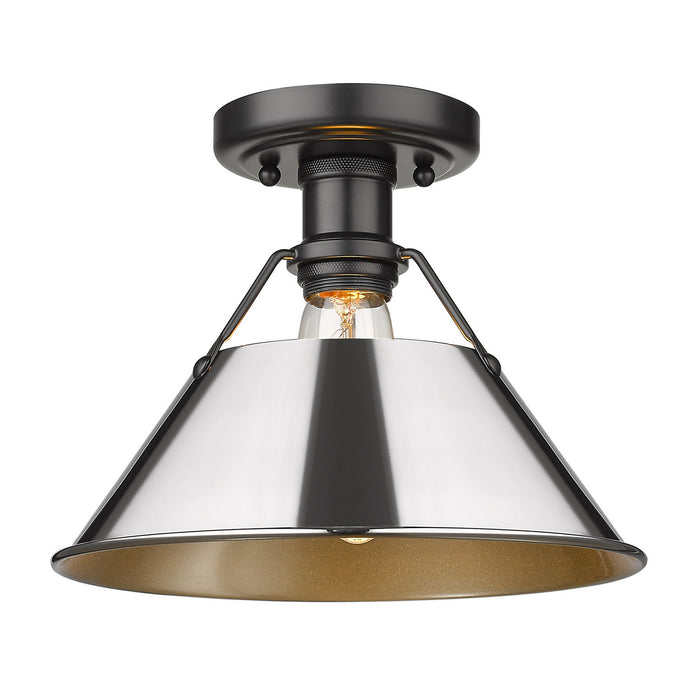 Golden 3306-FM BLK-CH One Light Flush Mount, Matte Black