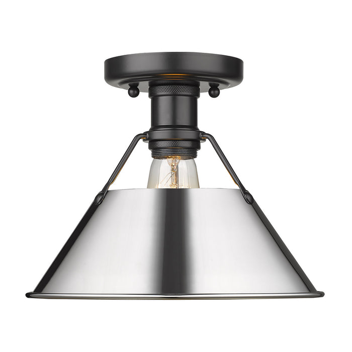Golden 3306-FM BLK-CH One Light Flush Mount, Matte Black