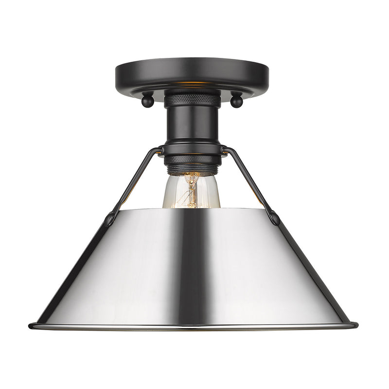 Golden 3306-FM BLK-CH One Light Flush Mount, Matte Black