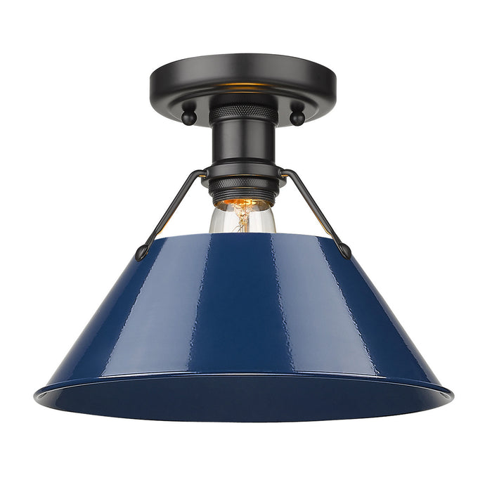 Golden 3306-FM BLK-NVY One Light Flush Mount, Matte Black