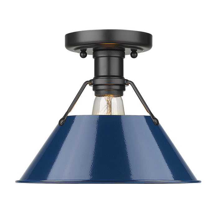 Golden 3306-FM BLK-NVY One Light Flush Mount, Matte Black