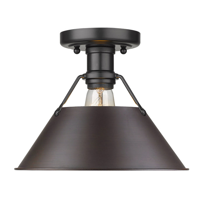 Golden 3306-FM BLK-RBZ One Light Flush Mount, Matte Black
