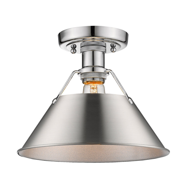 Golden 3306-FM CH-PW One Light Flush Mount, Chrome