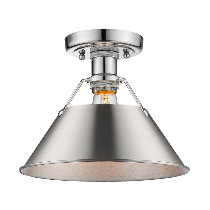 Golden 3306-FM CH-PW One Light Flush Mount, Chrome