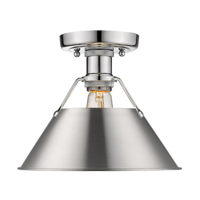 Golden 3306-FM CH-PW One Light Flush Mount, Chrome