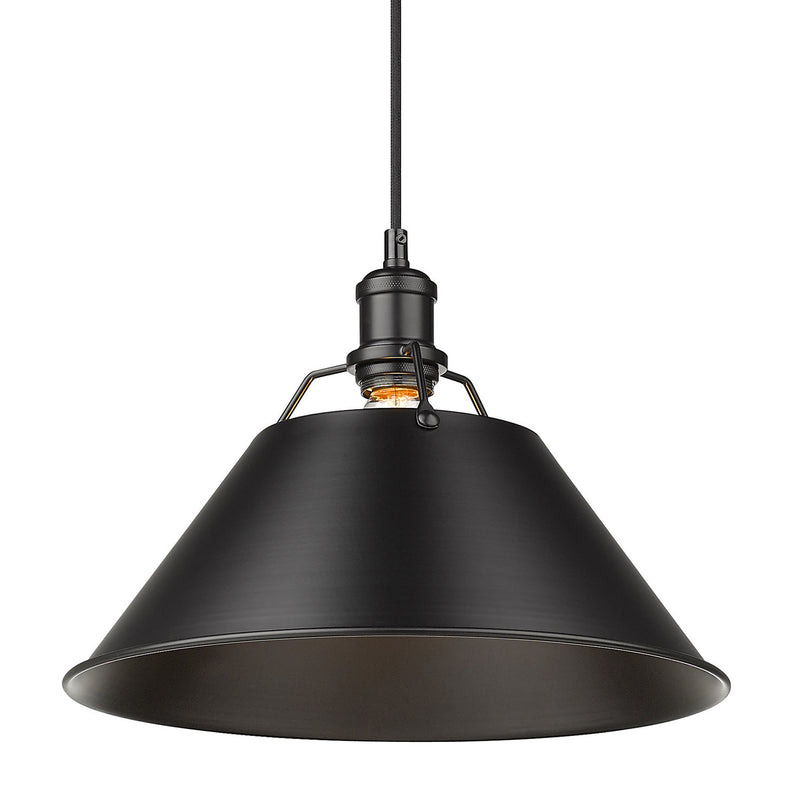 Golden 3306-L BLK-BLK One Light Pendant, Matte Black