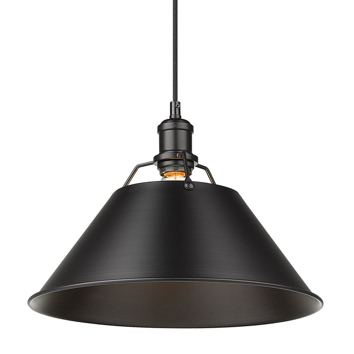 Golden 3306-L BLK-BLK One Light Pendant, Matte Black