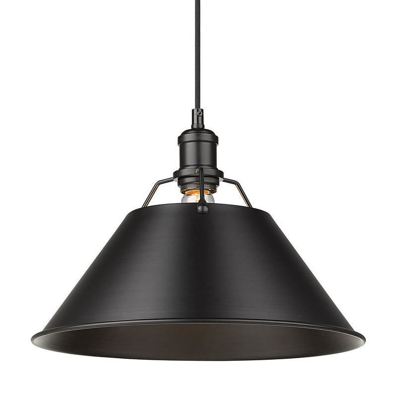Golden 3306-L BLK-BLK One Light Pendant, Matte Black