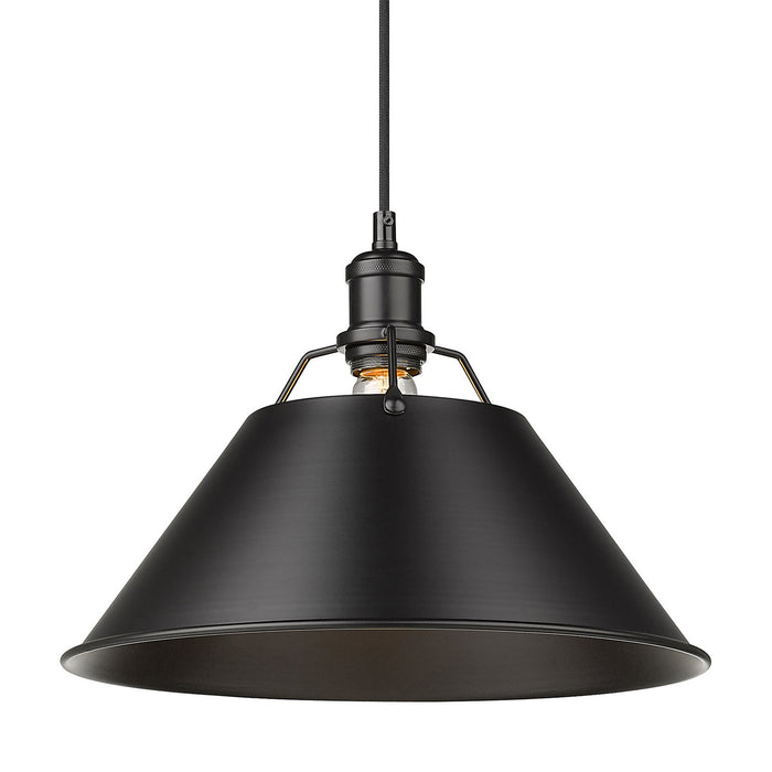 Golden 3306-L BLK-BLK One Light Pendant, Matte Black