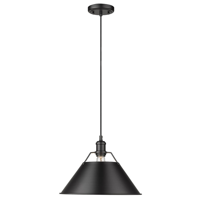 Golden 3306-L BLK-BLK One Light Pendant, Matte Black