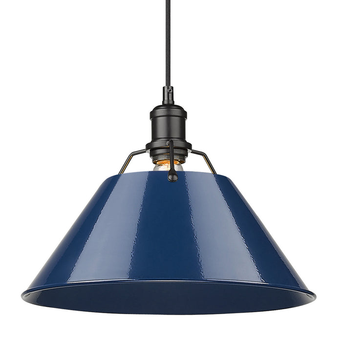 Golden 3306-L BLK-NVY One Light Pendant, Matte Black