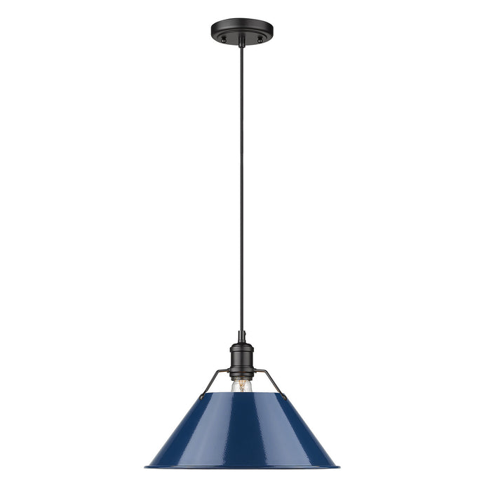 Golden 3306-L BLK-NVY One Light Pendant, Matte Black