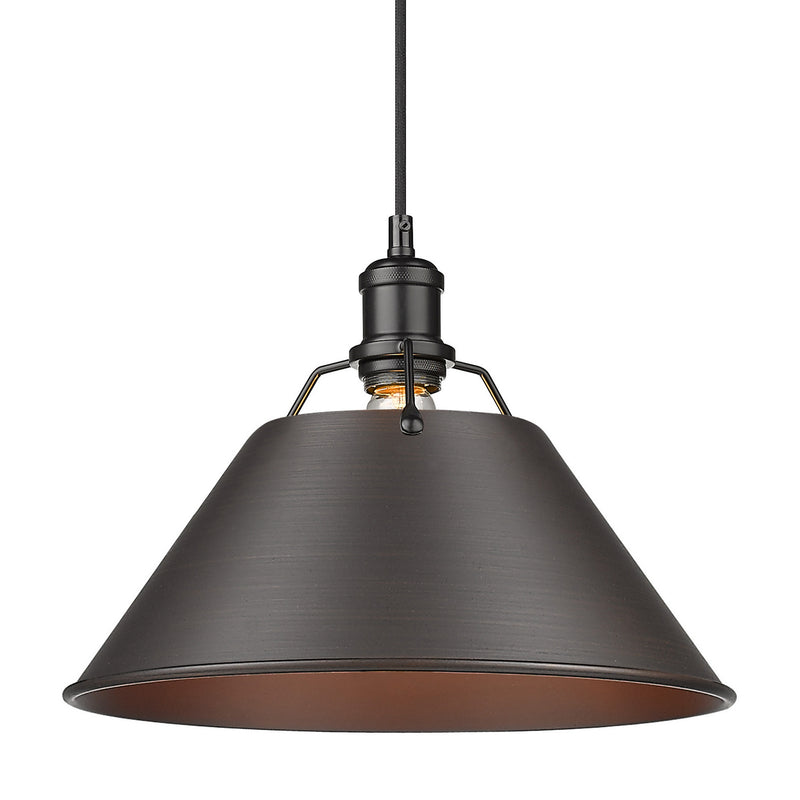 Golden 3306-L BLK-RBZ One Light Pendant, Matte Black