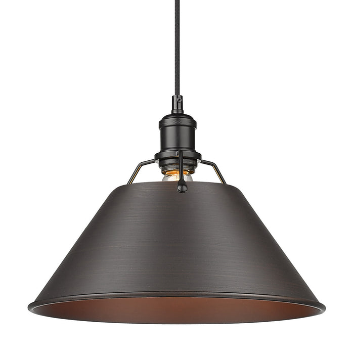 Golden 3306-L BLK-RBZ One Light Pendant, Matte Black