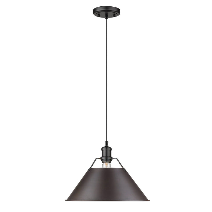 Golden 3306-L BLK-RBZ One Light Pendant, Matte Black