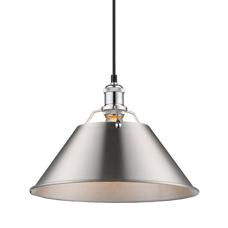 Golden 3306-L CH-PW One Light Pendant, Chrome