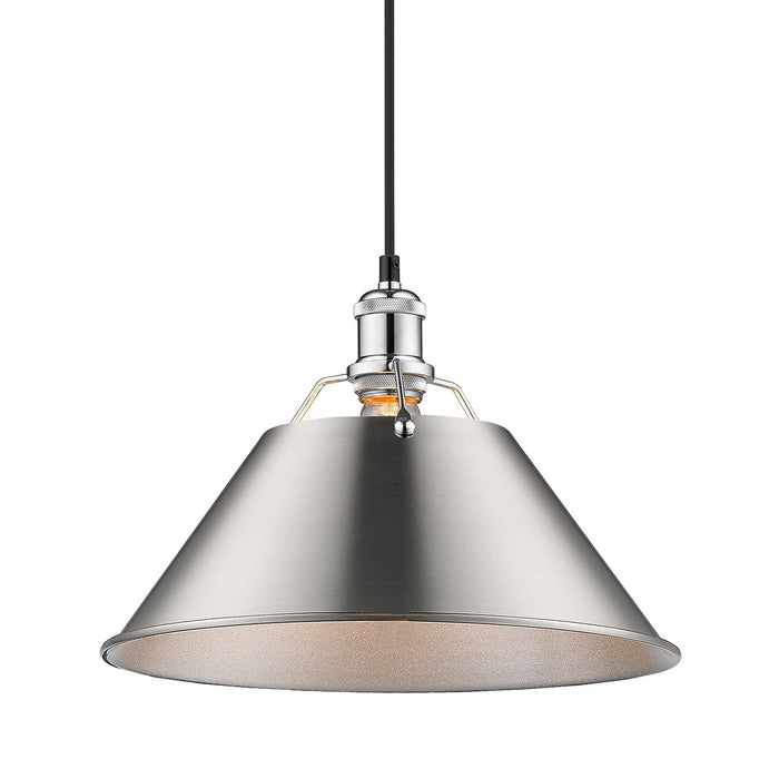 Golden 3306-L CH-PW One Light Pendant, Chrome