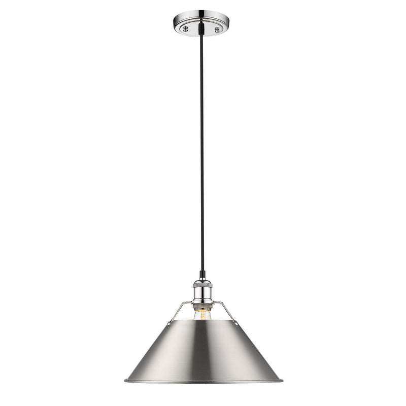 Golden 3306-L CH-PW One Light Pendant, Chrome