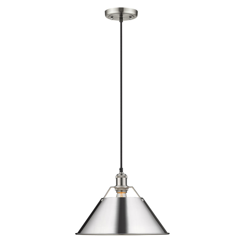 Golden 3306-L PW-CH One Light Pendant, Pewter