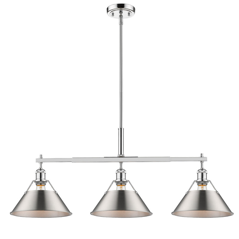 Golden 3306-LP CH-PW Three Light Linear Pendant, Chrome