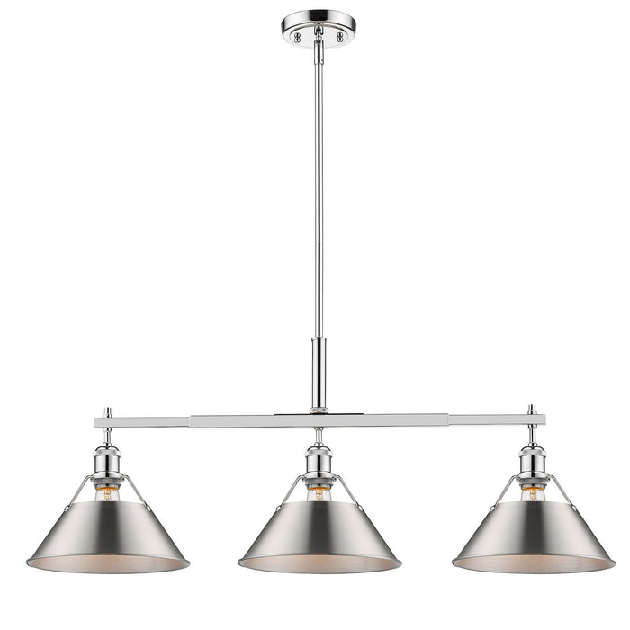Golden 3306-LP CH-PW Three Light Linear Pendant, Chrome