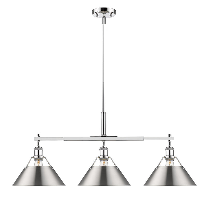 Golden 3306-LP CH-PW Three Light Linear Pendant, Chrome