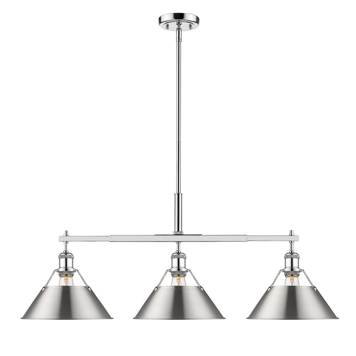 Golden 3306-LP CH-PW Three Light Linear Pendant, Chrome