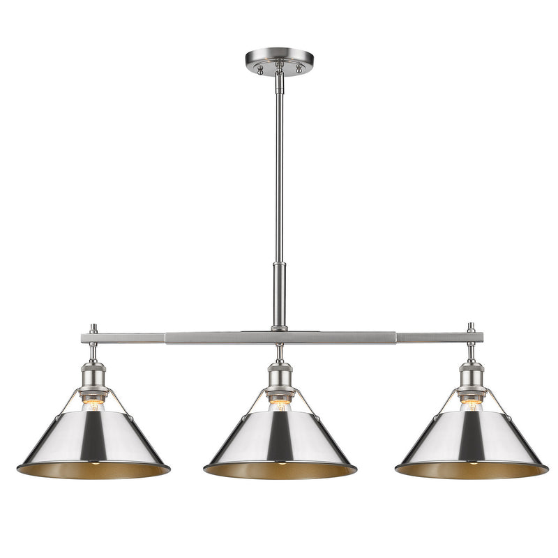 Golden 3306-LP PW-CH Three Light Linear Pendant, Pewter