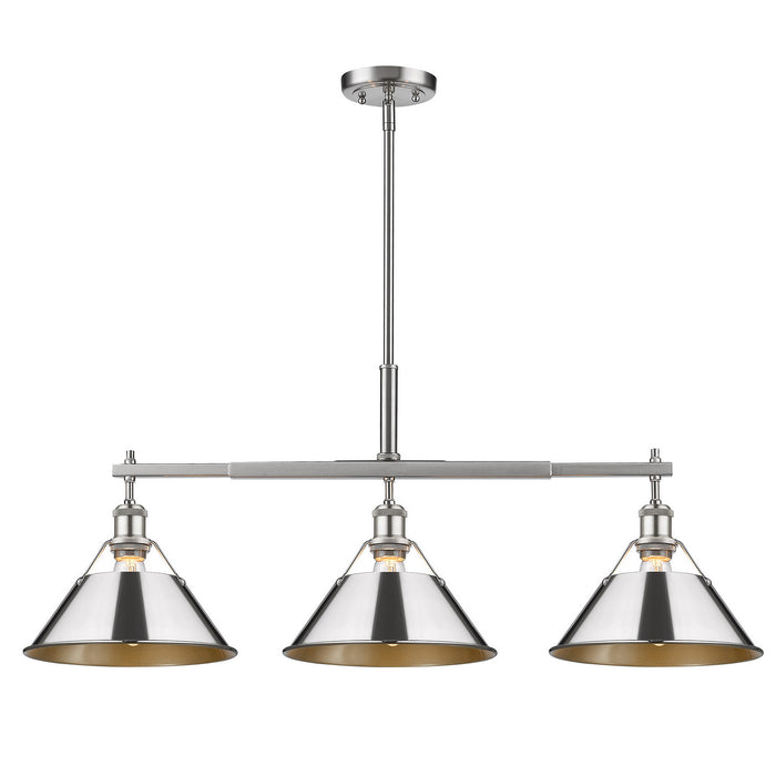 Golden 3306-LP PW-CH Three Light Linear Pendant, Pewter