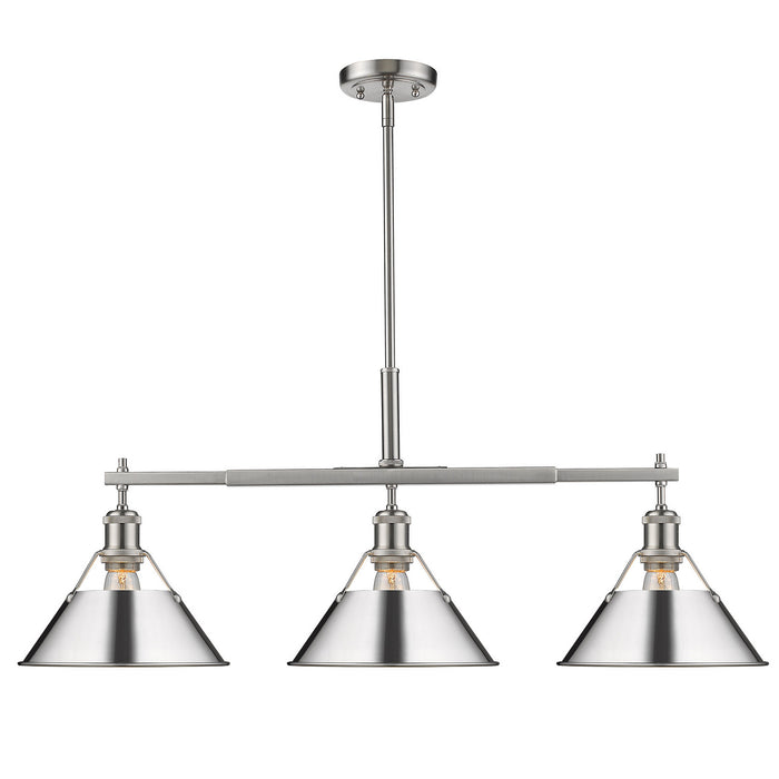 Golden 3306-LP PW-CH Three Light Linear Pendant, Pewter