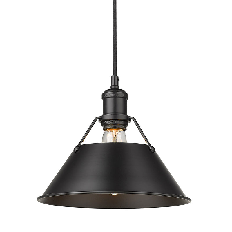 Golden 3306-M BLK-BLK One Light Pendant, Matte Black