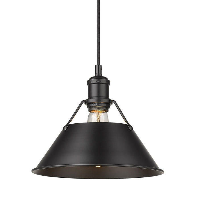 Golden 3306-M BLK-BLK One Light Pendant, Matte Black