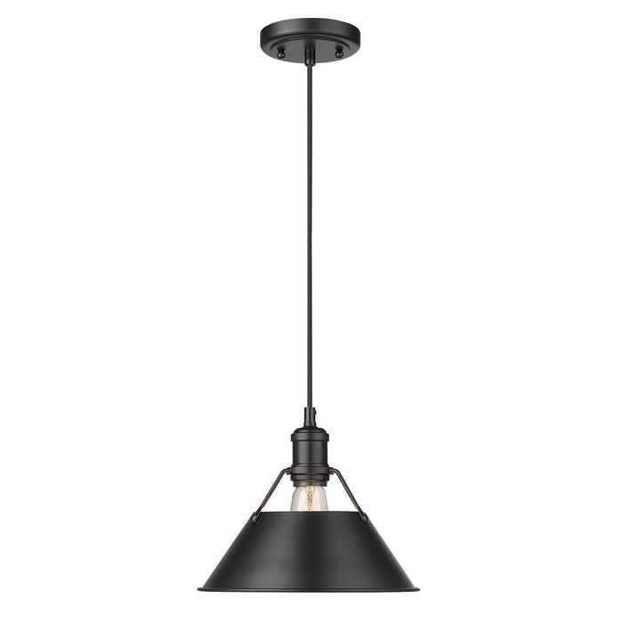 Golden 3306-M BLK-BLK One Light Pendant, Matte Black