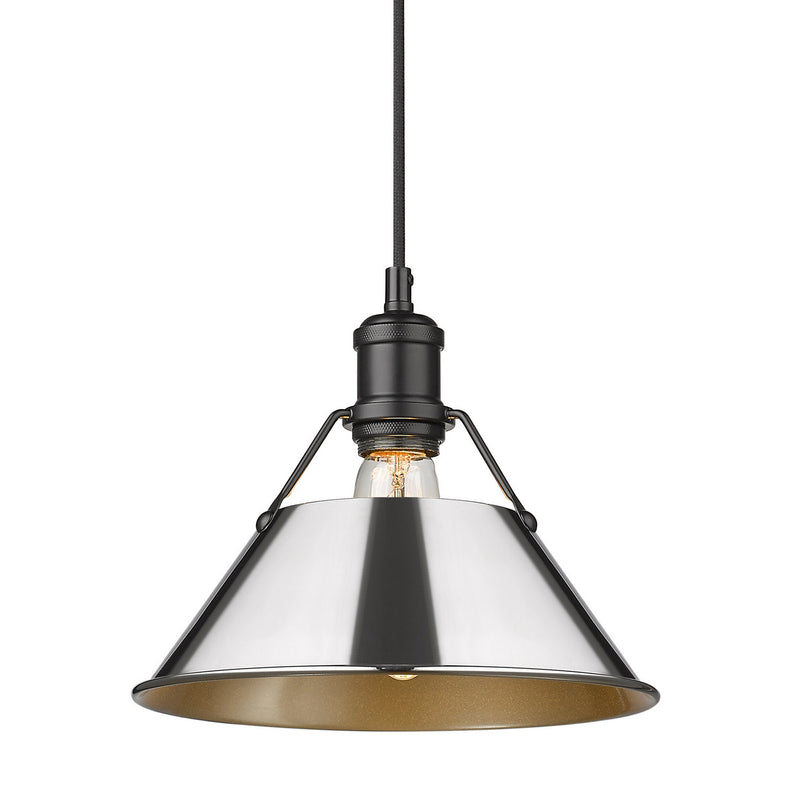 Golden 3306-M BLK-CH One Light Pendant, Matte Black