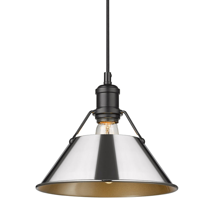 Golden 3306-M BLK-CH One Light Pendant, Matte Black
