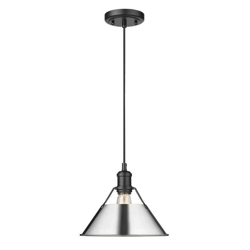 Golden 3306-M BLK-CH One Light Pendant, Matte Black