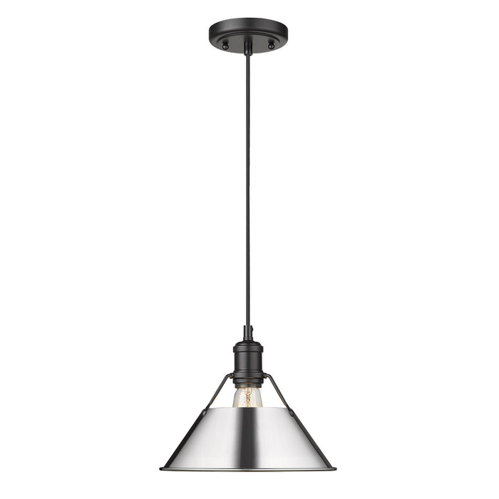 Golden 3306-M BLK-CH One Light Pendant, Matte Black