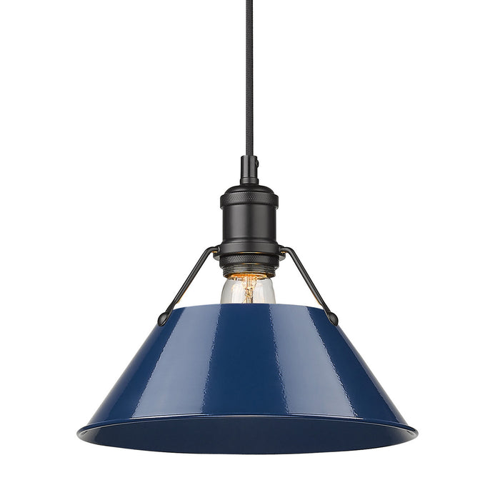 Golden 3306-M BLK-NVY One Light Pendant, Matte Black