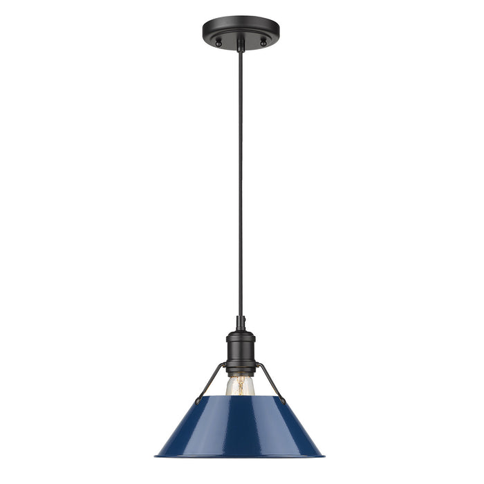 Golden 3306-M BLK-NVY One Light Pendant, Matte Black
