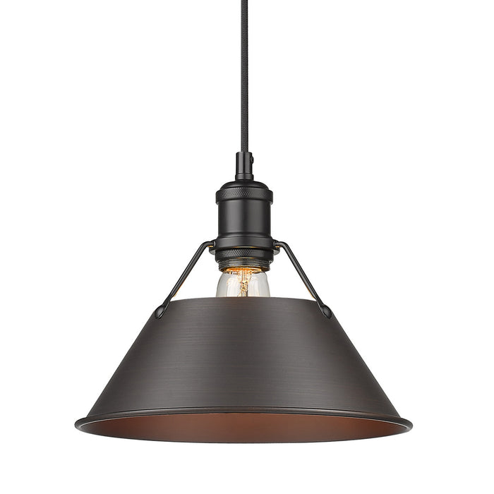 Golden 3306-M BLK-RBZ One Light Pendant, Matte Black