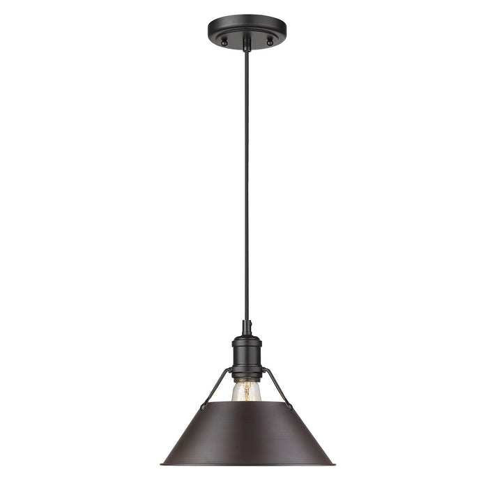 Golden 3306-M BLK-RBZ One Light Pendant, Matte Black