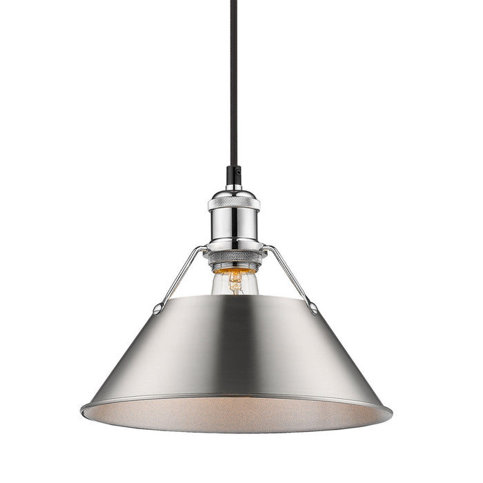 Golden 3306-M CH-PW One Light Pendant, Chrome