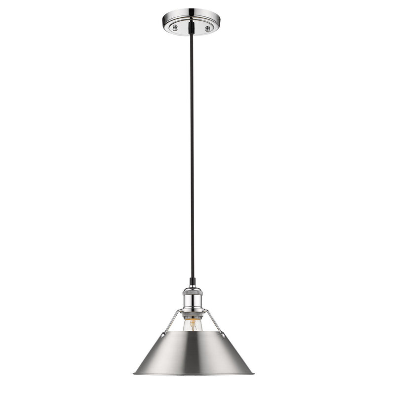 Golden 3306-M CH-PW One Light Pendant, Chrome