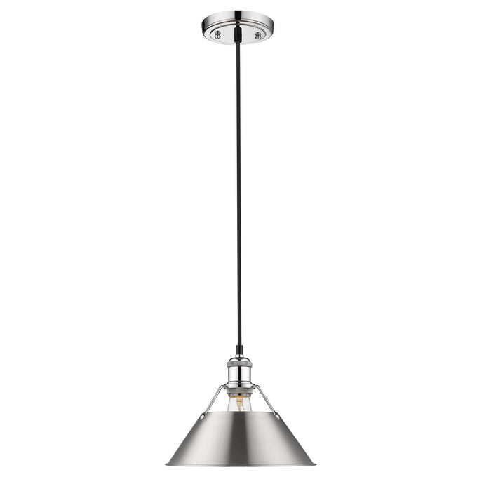 Golden 3306-M CH-PW One Light Pendant, Chrome