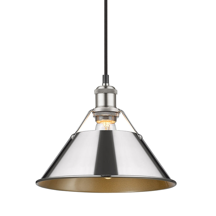 Golden 3306-M PW-CH One Light Pendant, Pewter