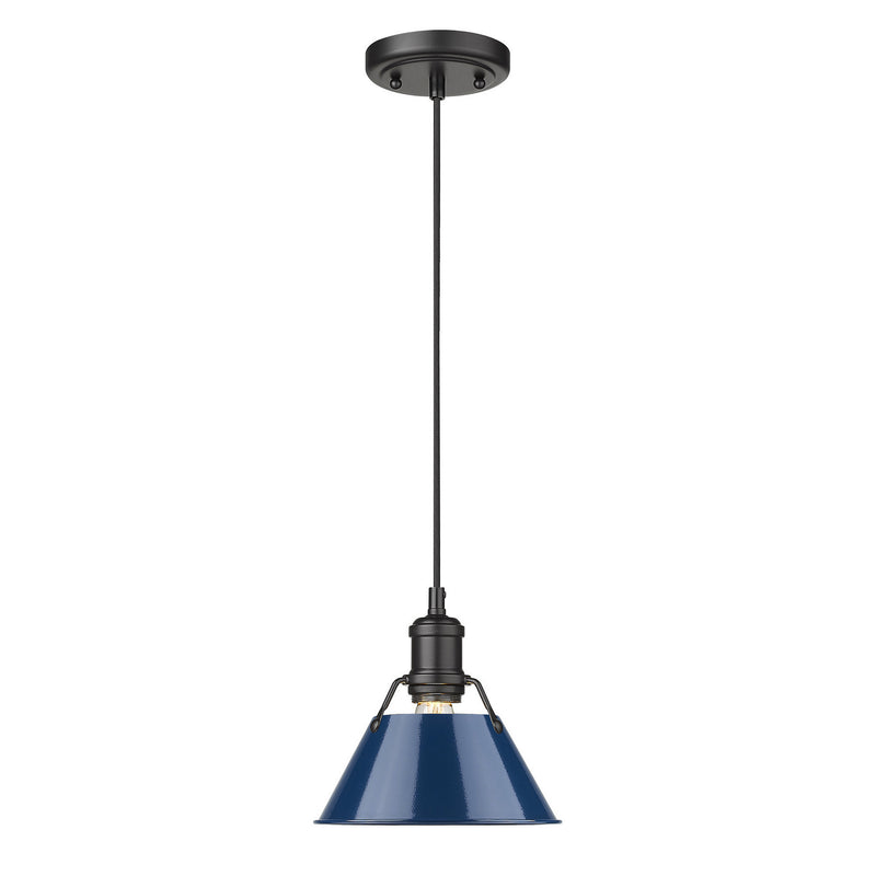 Golden 3306-S BLK-NVY One Light Mini Pendant, Matte Black