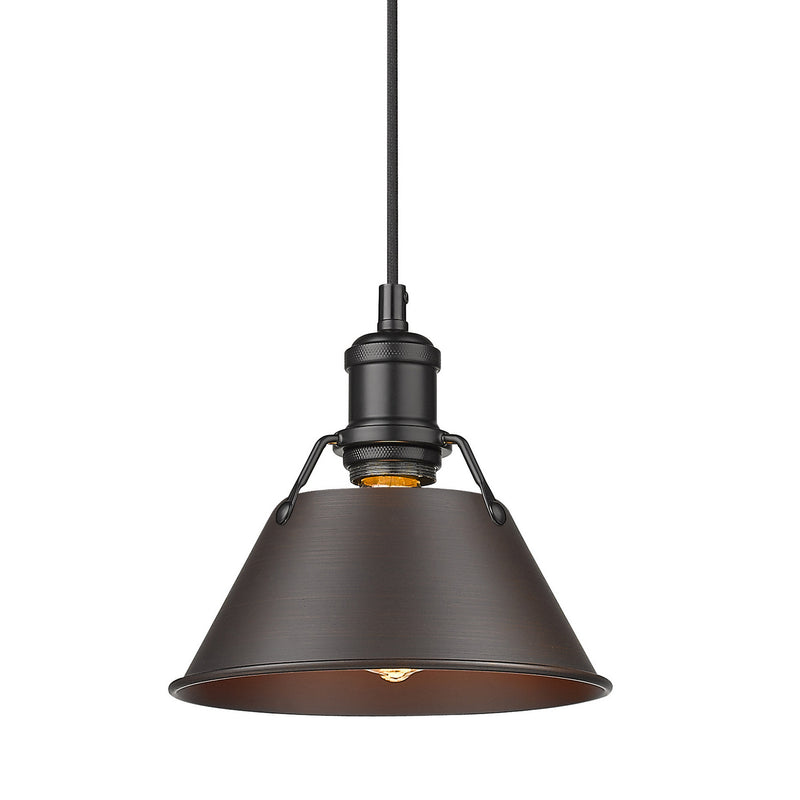 Golden 3306-S BLK-RBZ One Light Mini Pendant, Matte Black