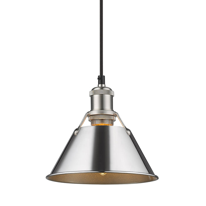 Golden 3306-S PW-CH One Light Mini Pendant, Pewter